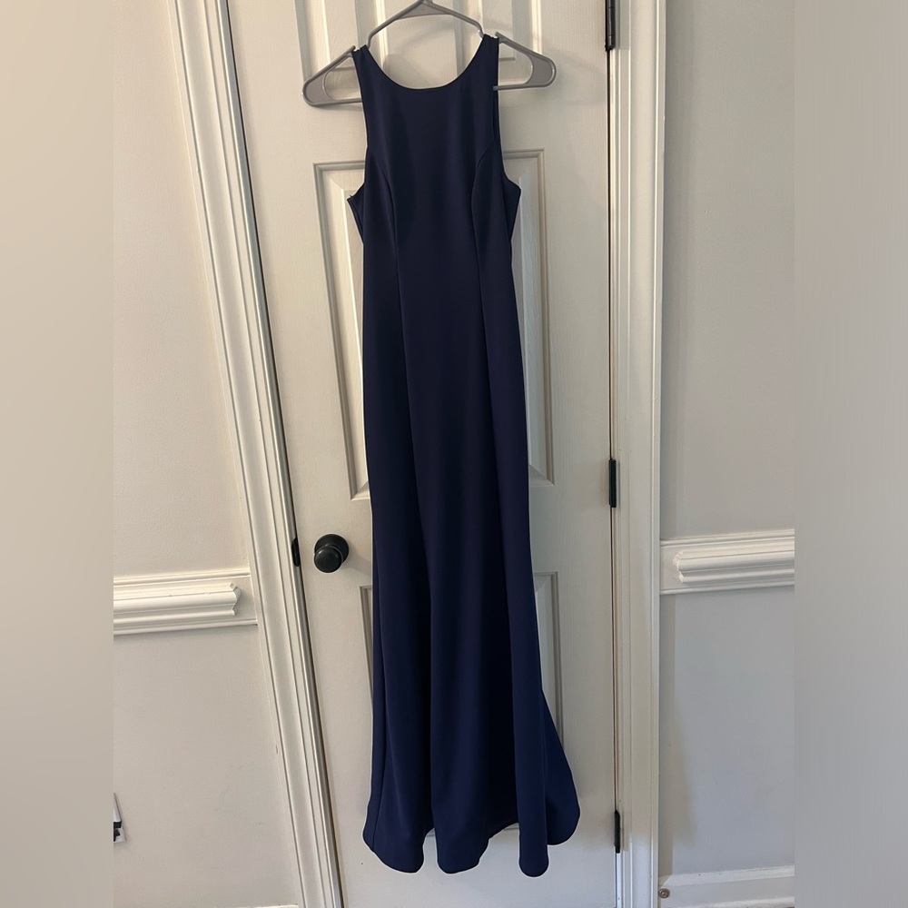 Sequin Hearts Navy Floor Length Maxi Formal Dress Size 3